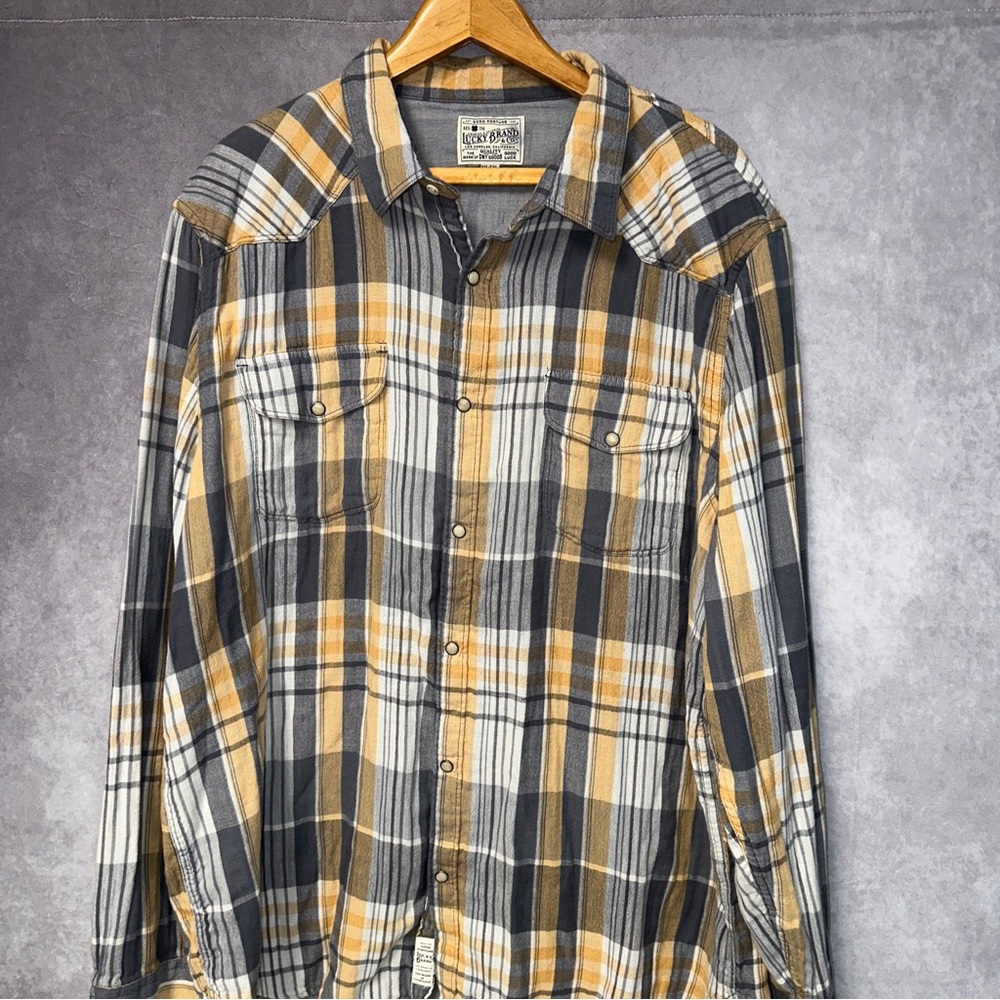 Lucky Brand Plaid Flannel Pearl Snap Shirt Men’s XXL